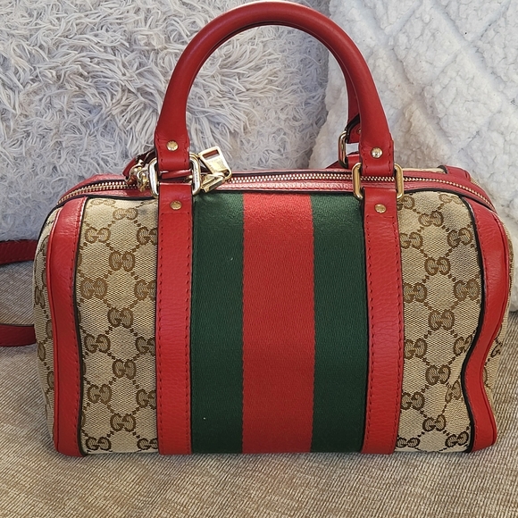 Gucci Sherry Web Boston 25 Bag GG Canvas..Authentic w/COA. - Picture 5 of 16